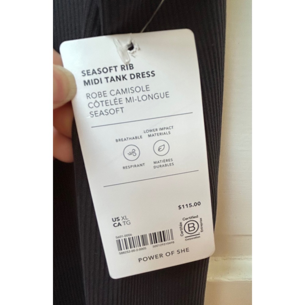 Athleta Seasoft Rib Midi Tank Dress Gray Sleeveless Crew Neck XL NEW $115 - Picture 8 of 9